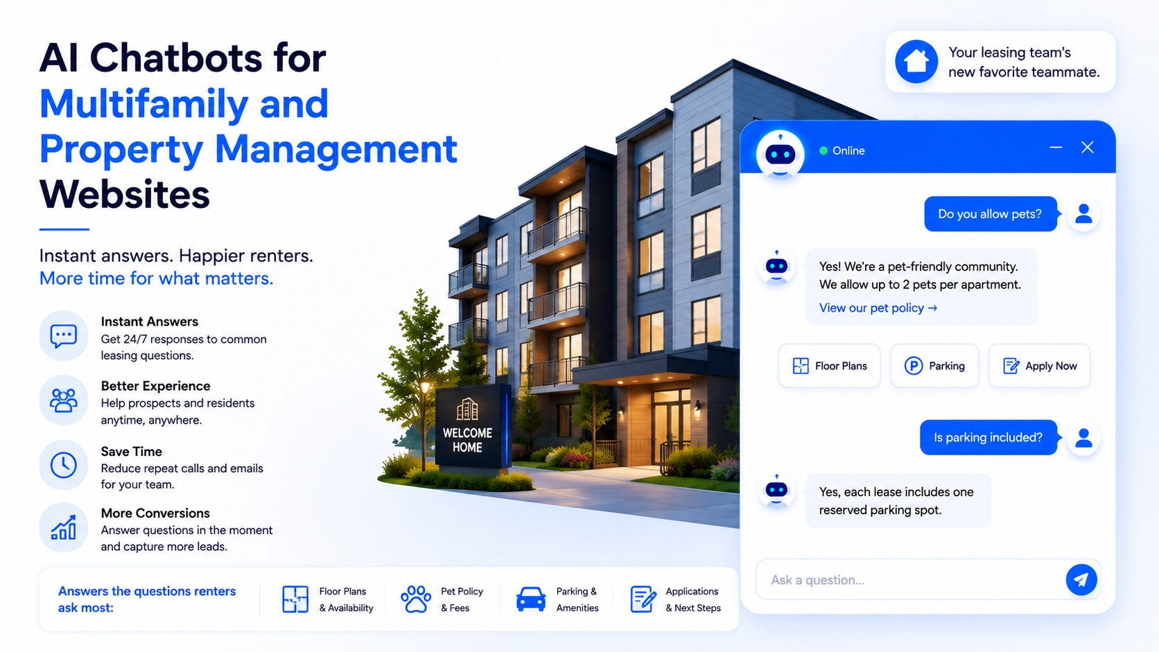 AI Chatbots for Multifamily and Property Management Websites